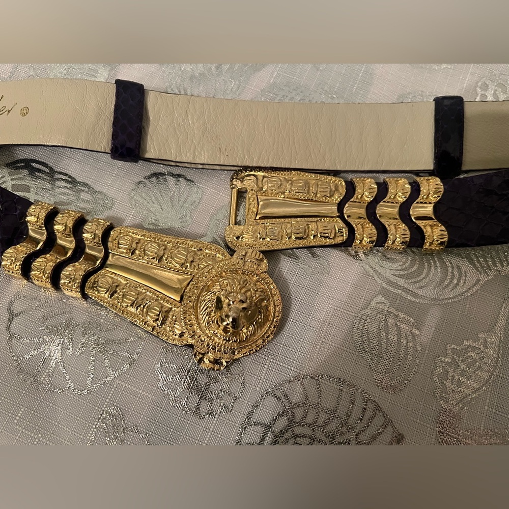 Vintage Judith Leiber Purple Snakeskin Belt - Picture 6 of 6